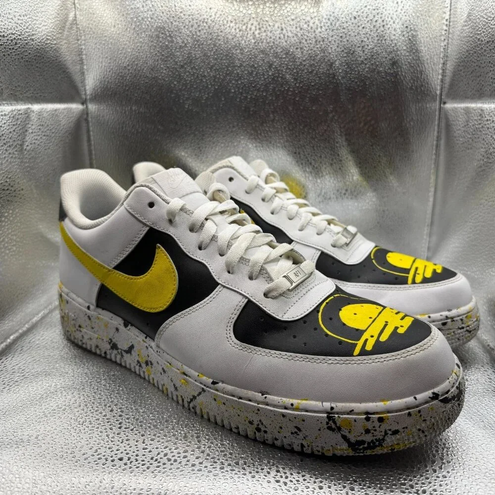 Size 14 Nike Air Force 1 White Black Mens Low Top Athletic Sneakers 315122-111‎